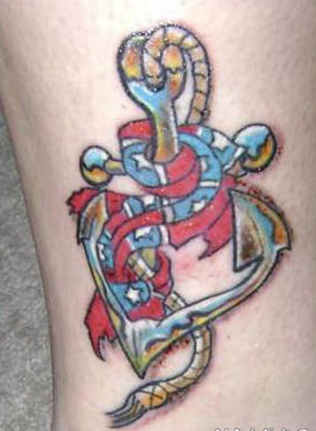 船锚和联邦国旗彩色纹身图案