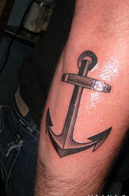 手臂钢铁船锚个性纹身图案
