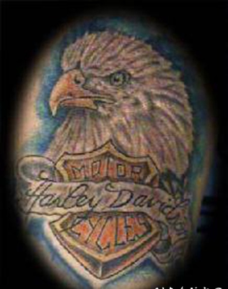 美国鹰和哈雷戴维森标志纹身图案