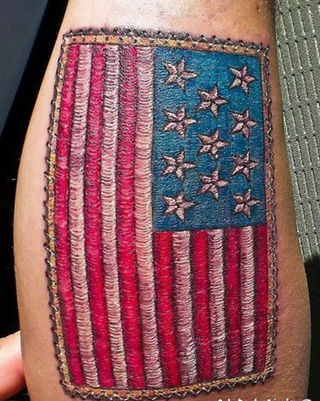 美国定制国旗彩色纹身图案