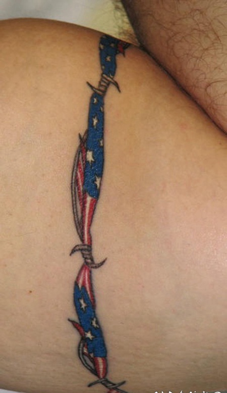 美国国旗带刺的臂环纹身图案