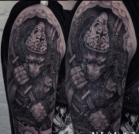 神猴战士，手臂猴子创意纹身