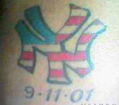 纽约标志和数字彩色纹身图案