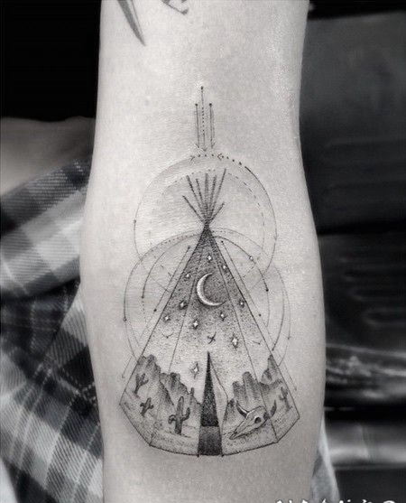 手臂几何风格印度帐篷纹身图案