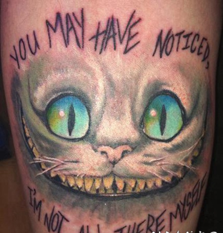 彩色的柴郡猫微笑艺术纹身图案