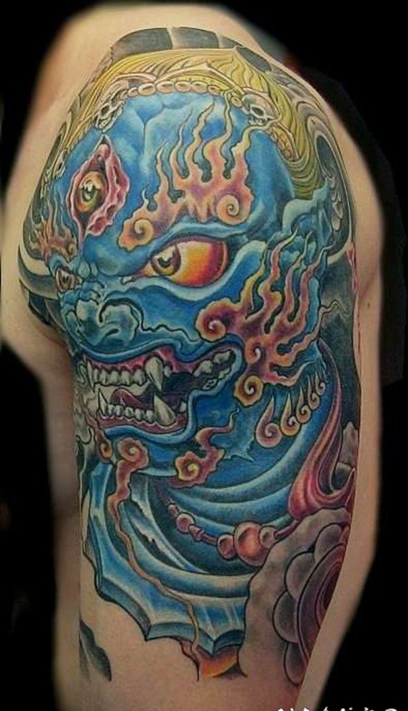 手臂邪恶的印度风魔鬼纹身图案