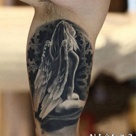 天使的祷告，手臂内侧个性天使纹身