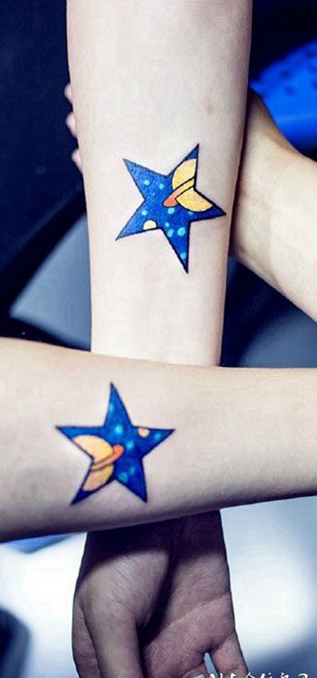 夜空中最亮的星，小清新手臂上纹身图