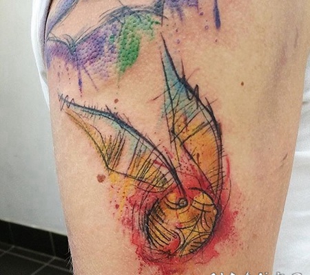 抽象水彩风格的哈利波特游戏球纹身图案