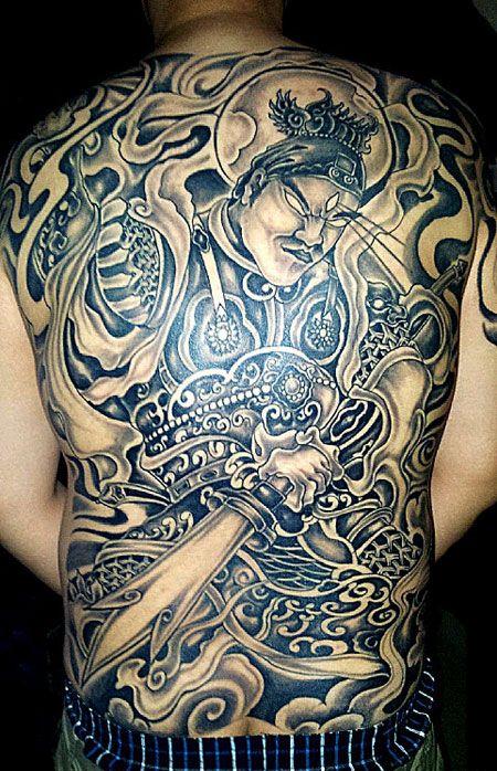 满背帅气二郎神纹身图案