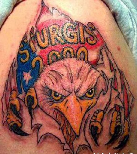 斯特吉斯摩托车与鹰3D纹身图案