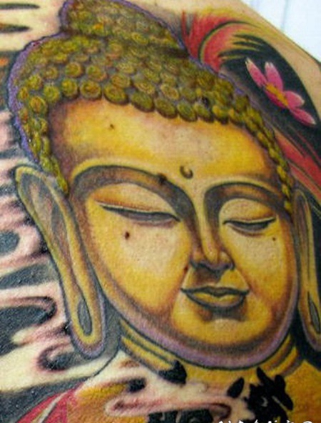 金色的3D和平佛像纹身图案
