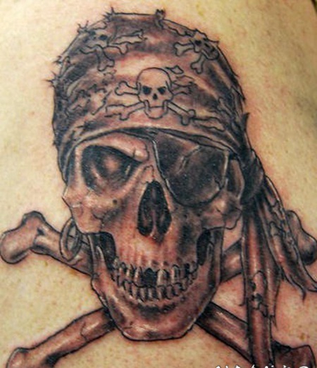 3D海盗骷髅个性纹身图案