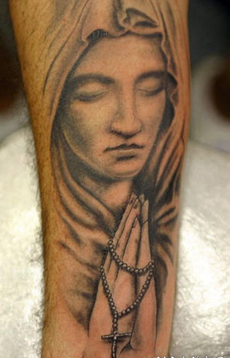 祈祷女性3D纹身图案