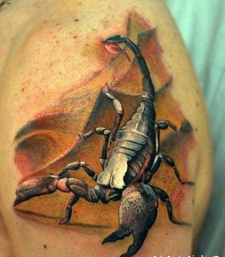 3D逼真的大蝎子纹身图案
