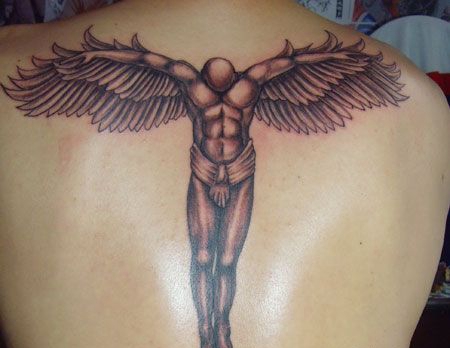 背部后背天使纹身图案