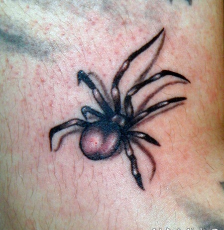 简单设计的3D黑白小蜘蛛纹身图案