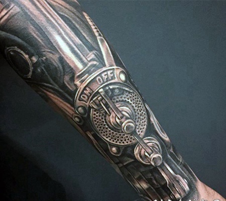 逼真的3D机械手臂纹身图案