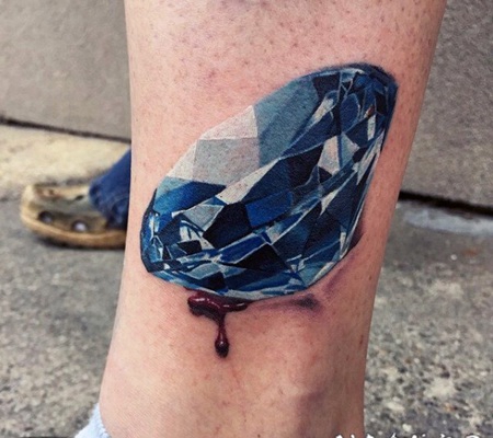 脚踝3D五彩纯净的钻石纹身图案