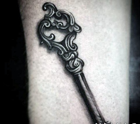 手臂3D写实的钥匙纹身图案