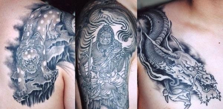 披肩不动明王龙纹身图案