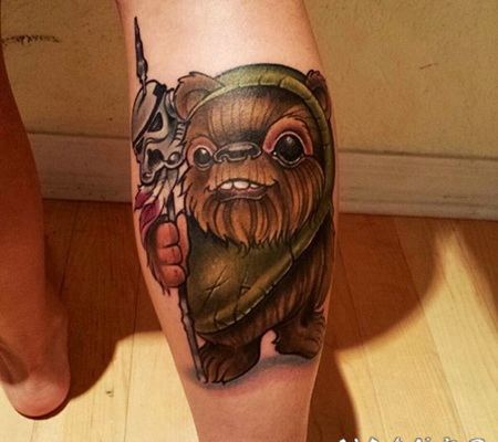 小腿卡通3D彩色的伊渥克风暴骑兵纹身图案