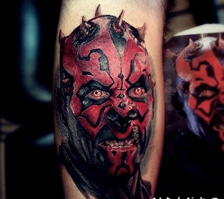 3D自然的彩色西斯邪恶战士纹身图案