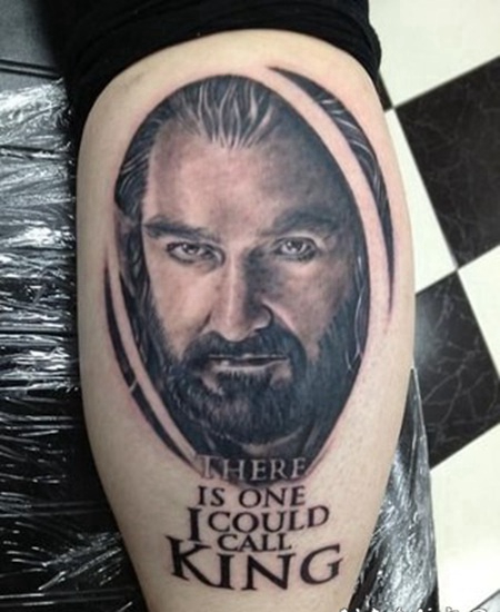 3D霍比特人英雄肖像和字母纹身图案