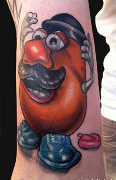 手臂3D搞笑的卡通神奇豆纹身图案
