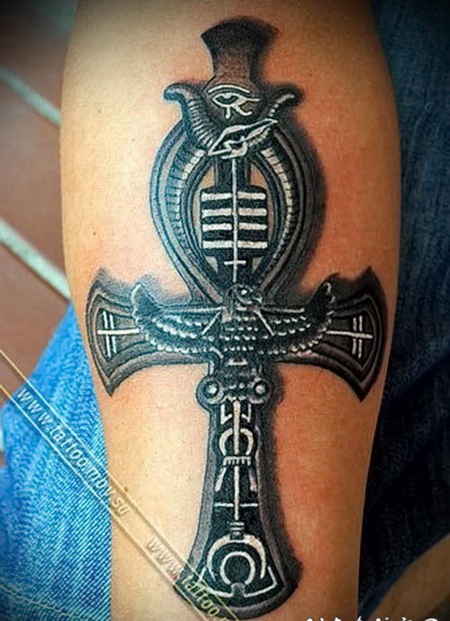 3D彩色的十字架和各种神秘符号纹身图案