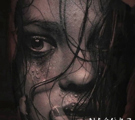 栩栩如生，手臂超现实风格美女肖像纹身