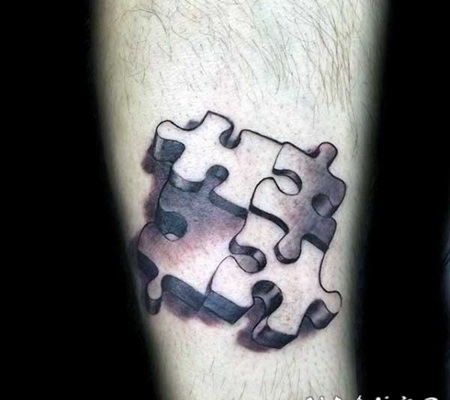 手臂个性的3D四块拼图纹身图案