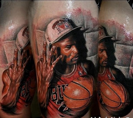 3D风格逼真的迈克尔乔丹肖像纹身图案