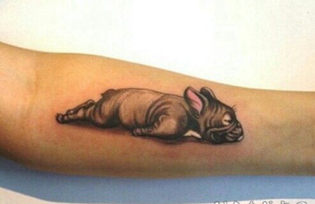 手臂3D风格彩色的可爱小狗纹身图案