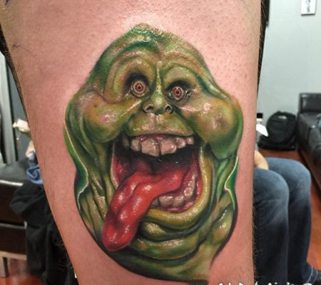 3D风格的绿色幽灵纹身图案