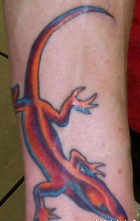 超现实的3D蜥蜴纹身图案