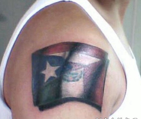 手臂墨西哥3D国旗纹身图案