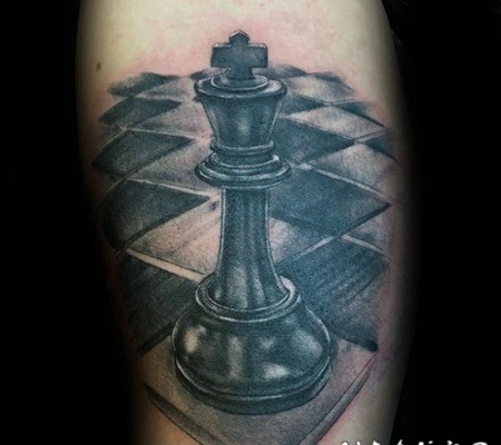 非常写实的黑色3D棋子纹身图案