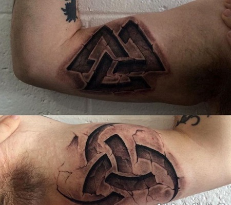 大臂3D风格的古饰品纹身图案