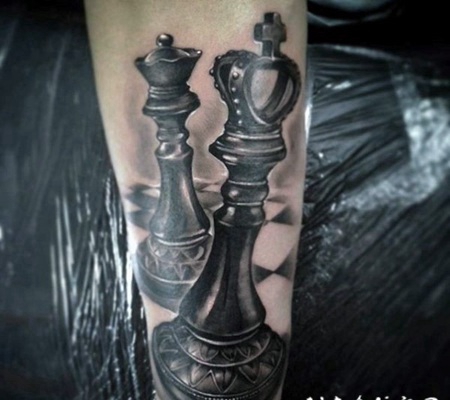 很酷的3D国际象棋子纹身图案