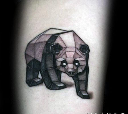 石头般的3D风格有趣熊猫纹身图案
