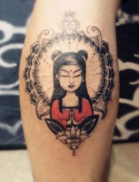 小腿痛仰哪吒纹身图案