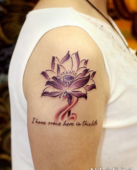 静守花开，手臂莲花刺青