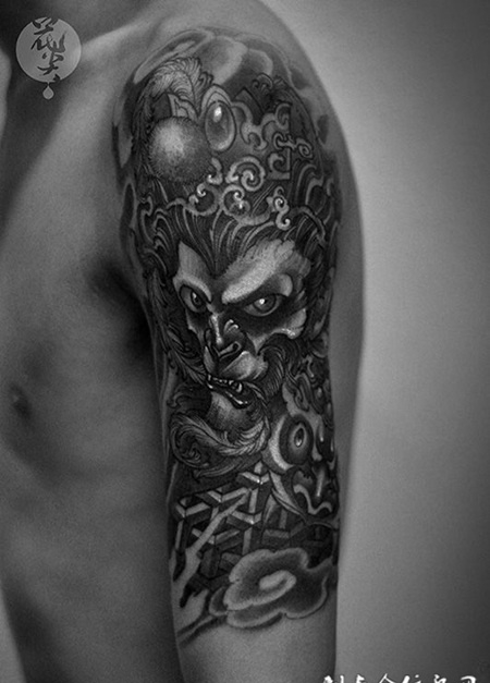 勇猛战神，手臂斗战胜佛霸气纹身