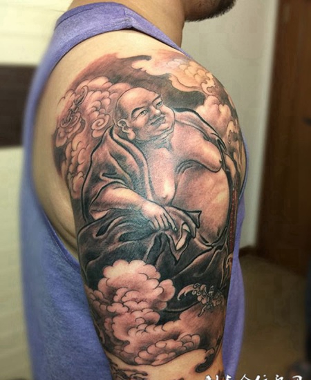 佛法无边，手臂弥勒佛创意纹身