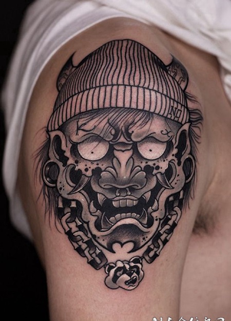 浓浓嘻哈风，手臂不一样的般若纹身图案