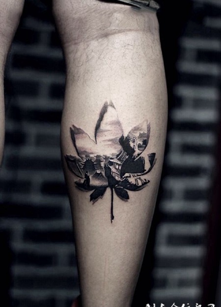 皈依佛门，面壁修行，腿部刺青