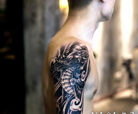 仙境瑞兽，手臂麒麟霸气纹身