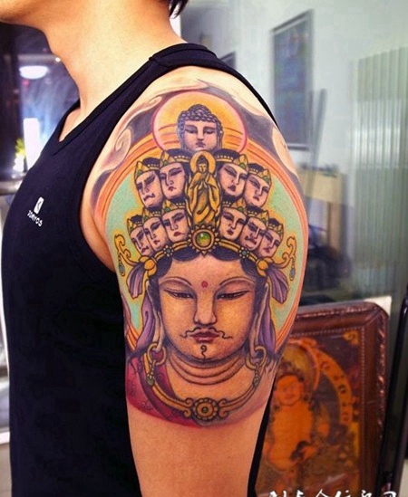 菩提本无树，明镜亦非台，手臂菩萨刺青