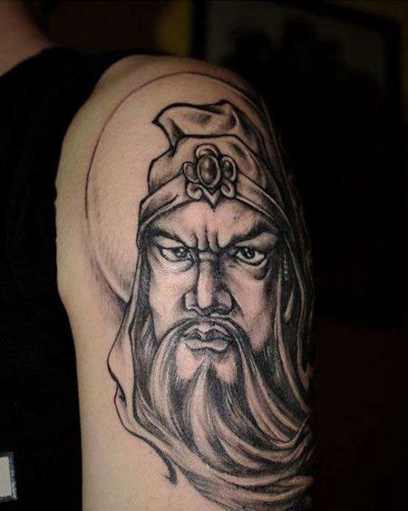 手臂忠勇善战的关公刺青